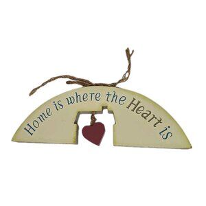 Vintage Tender Heart Treasures "Home Is Where The Heart Is" Wood Hanging Sign